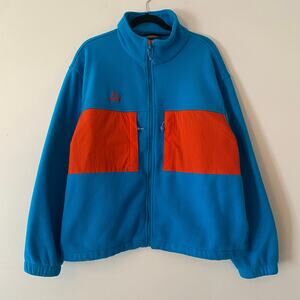 Nike ACG Blue Orange Polar Fleece Full Zip Jacket Gorpcore Men's size Large